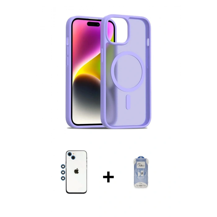 MARSİLYAN™- iPhone 14 Kılıf Siluet Minimal Prime - Siyah Joko Magic 5D Cam + Shine Kamera Lens - MI