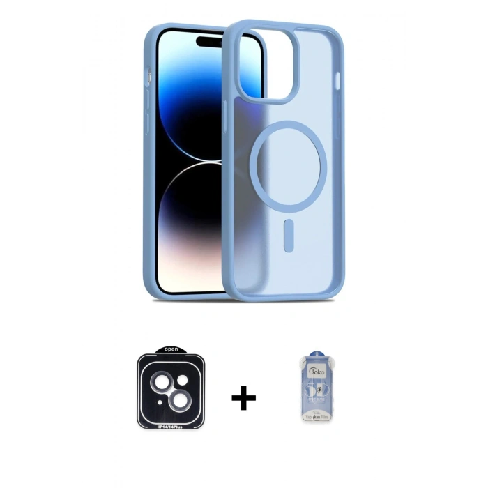 MARSİLYAN™- iPhone 14 Kılıf Siluet Minimal Prime - Siyah Joko Magic 5D Cam + PVD Metal Kamera Lens - SH