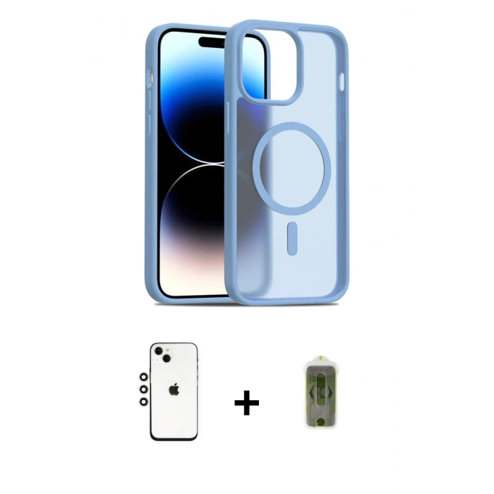 MARSİLYAN™- iPhone 14 Kılıf Siluet Minimal Prime - Siyah Joko Magic 5D Hayalet Cam + Shine Kamera Lens - GS