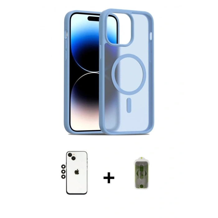 MARSİLYAN™- iPhone 14 Kılıf Siluet Minimal Prime - Siyah Joko Magic 5D Hayalet Cam + Shine Kamera Lens - SH