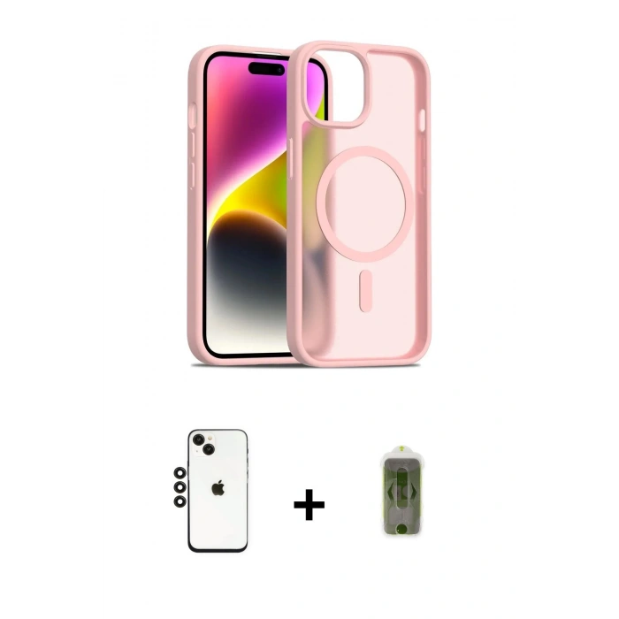 MARSİLYAN™- iPhone 14 Kılıf Siluet Minimal Prime - Siyah Joko Magic 5D Hayalet Cam + Shine Kamera Lens - SH
