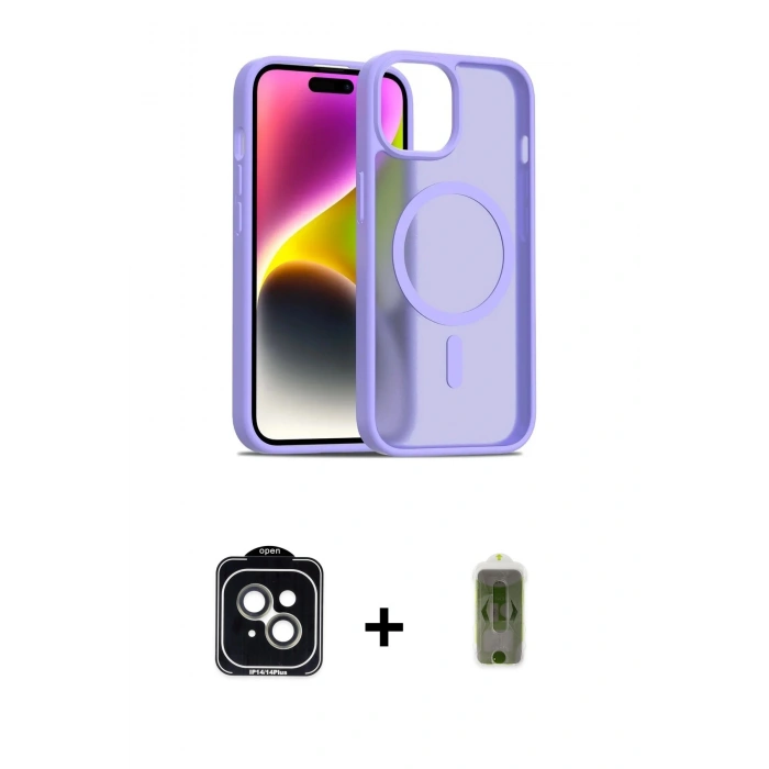 MARSİLYAN™- iPhone 14 Kılıf Siluet Minimal Prime - Siyah Joko Magic 5D Hayalet Cam + PVD Metal Kamera Lens - YL
