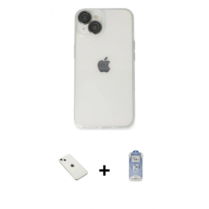 MARSİLYAN™- iPhone 14 Kılıf Ufuk Minimal Özel Seri - Siyah Joko Magic 5D Cam + Diamond Kamera Lens - PE