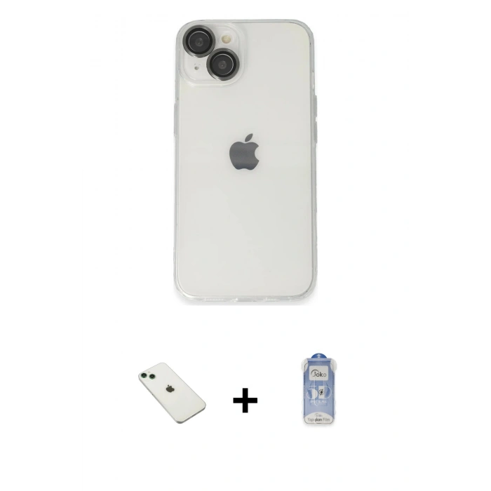 MARSİLYAN™- iPhone 14 Kılıf Ufuk Minimal Özel Seri - Siyah Joko Magic 5D Cam + Diamond Kamera Lens - YL