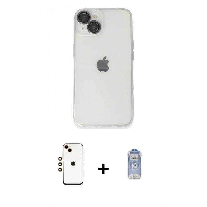 MARSİLYAN™- iPhone 14 Kılıf Ufuk Minimal Özel Seri - Siyah Joko Magic 5D Cam + Shine Kamera Lens - GD