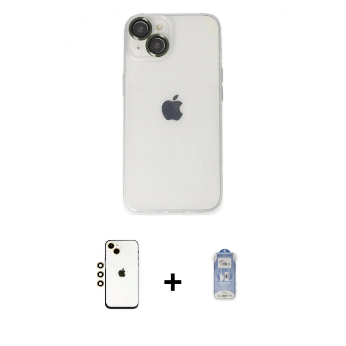 MARSİLYAN™- iPhone 14 Kılıf Ufuk Minimal Özel Seri - Siyah Joko Magic 5D Cam + Shine Kamera Lens - GD