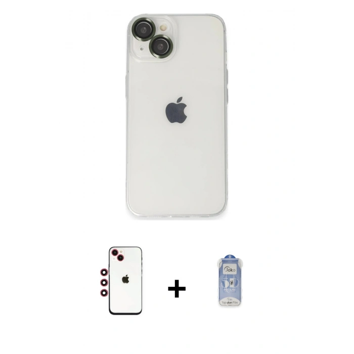 MARSİLYAN™- iPhone 14 Kılıf Ufuk Minimal Özel Seri - Siyah Joko Magic 5D Cam + Shine Kamera Lens - KI