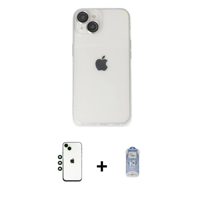 MARSİLYAN™- iPhone 14 Kılıf Ufuk Minimal Özel Seri - Siyah Joko Magic 5D Cam + Shine Kamera Lens - YL