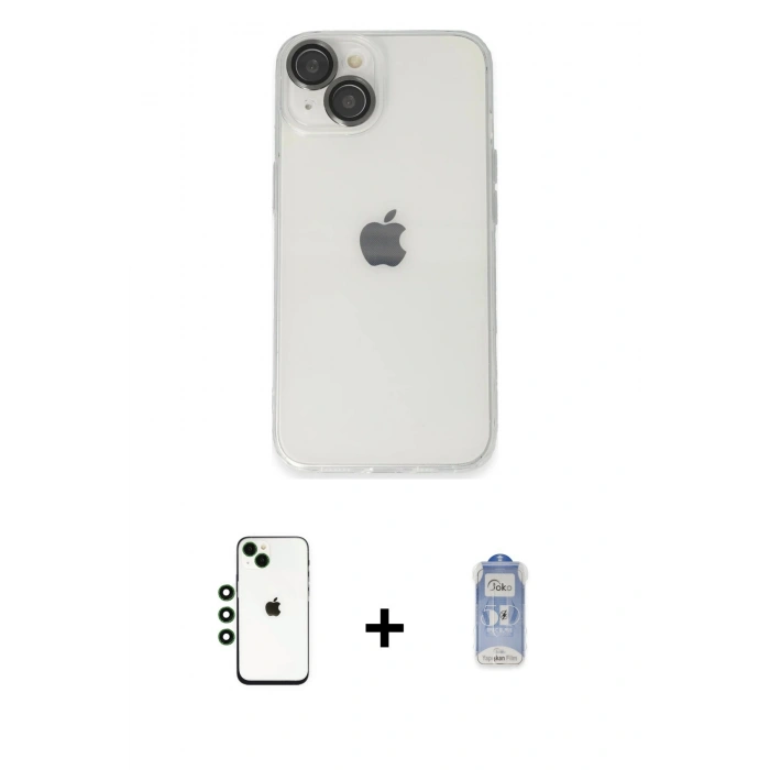 MARSİLYAN™- iPhone 14 Kılıf Ufuk Minimal Özel Seri - Siyah Joko Magic 5D Cam + Shine Kamera Lens - YL