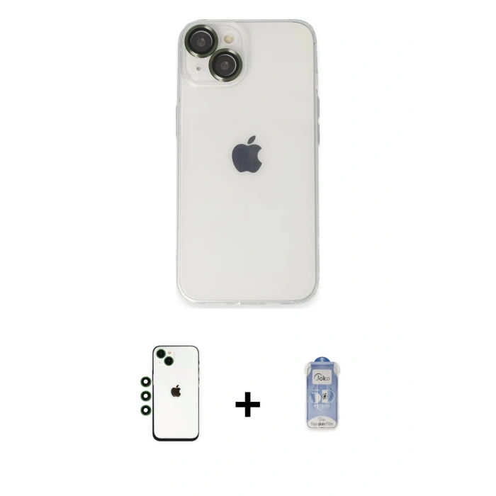 MARSİLYAN™- iPhone 14 Kılıf Ufuk Minimal Özel Seri - Siyah Joko Magic 5D Cam + Shine Kamera Lens - YL