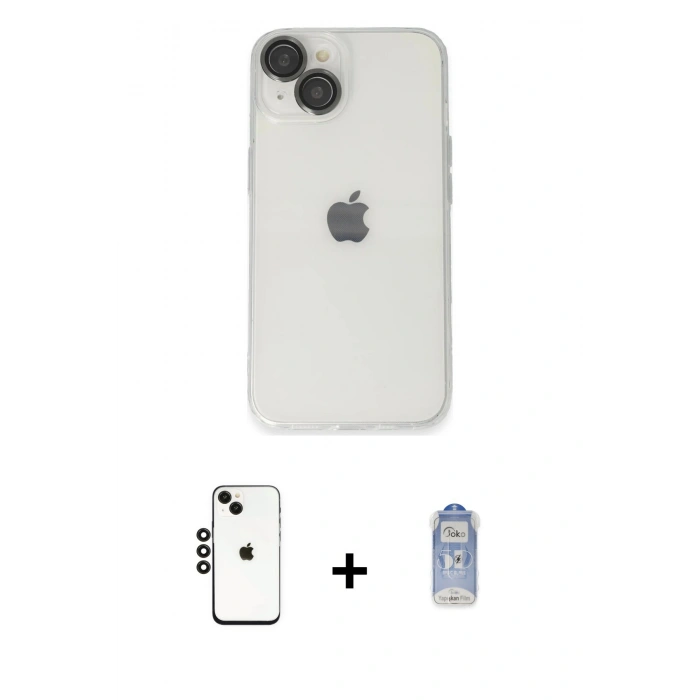 MARSİLYAN™- iPhone 14 Kılıf Ufuk Minimal Özel Seri - Siyah Joko Magic 5D Cam + Shine Kamera Lens - SH