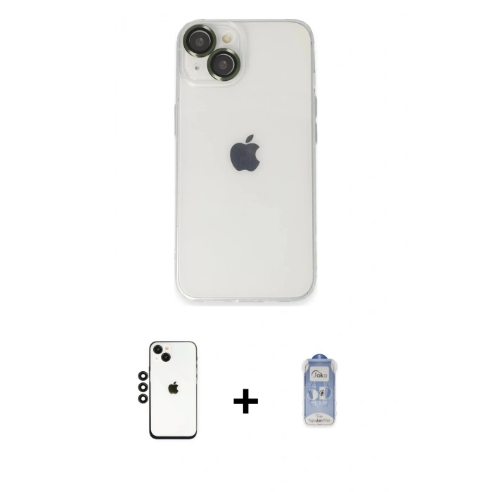 MARSİLYAN™- iPhone 14 Kılıf Ufuk Minimal Özel Seri - Siyah Joko Magic 5D Cam + Shine Kamera Lens - SH