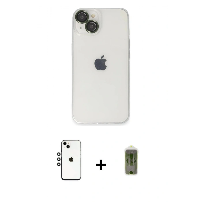 MARSİLYAN™- iPhone 14 Kılıf Ufuk Minimal Özel Seri - Siyah Joko Magic 5D Hayalet Cam + Shine Kamera Lens - GS