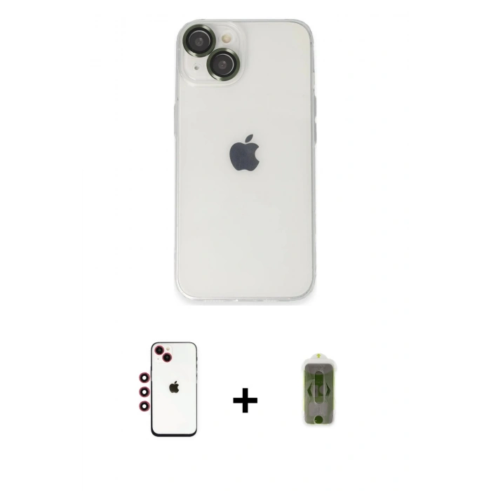 MARSİLYAN™- iPhone 14 Kılıf Ufuk Minimal Özel Seri - Siyah Joko Magic 5D Hayalet Cam + Shine Kamera Lens - KI