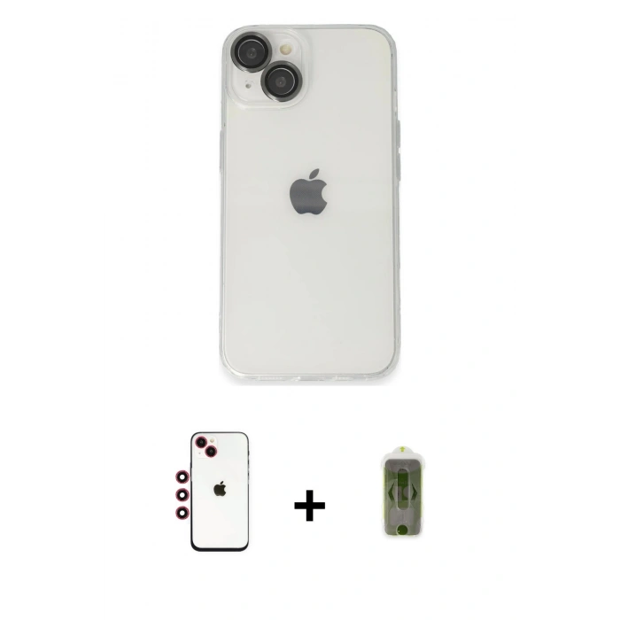 MARSİLYAN™- iPhone 14 Kılıf Ufuk Minimal Özel Seri - Siyah Joko Magic 5D Hayalet Cam + Shine Kamera Lens - KI