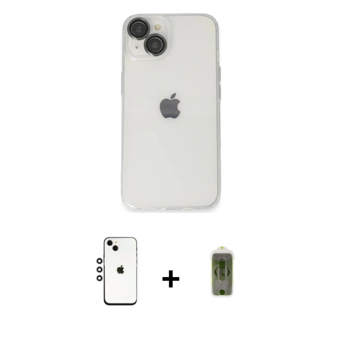 MARSİLYAN™- iPhone 14 Kılıf Ufuk Minimal Özel Seri - Siyah Joko Magic 5D Hayalet Cam + Shine Kamera Lens - GS