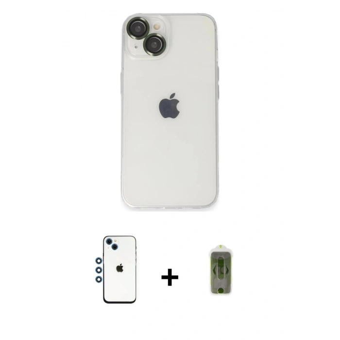 MARSİLYAN™- iPhone 14 Kılıf Ufuk Minimal Özel Seri - Siyah Joko Magic 5D Hayalet Cam + Shine Kamera Lens - MI