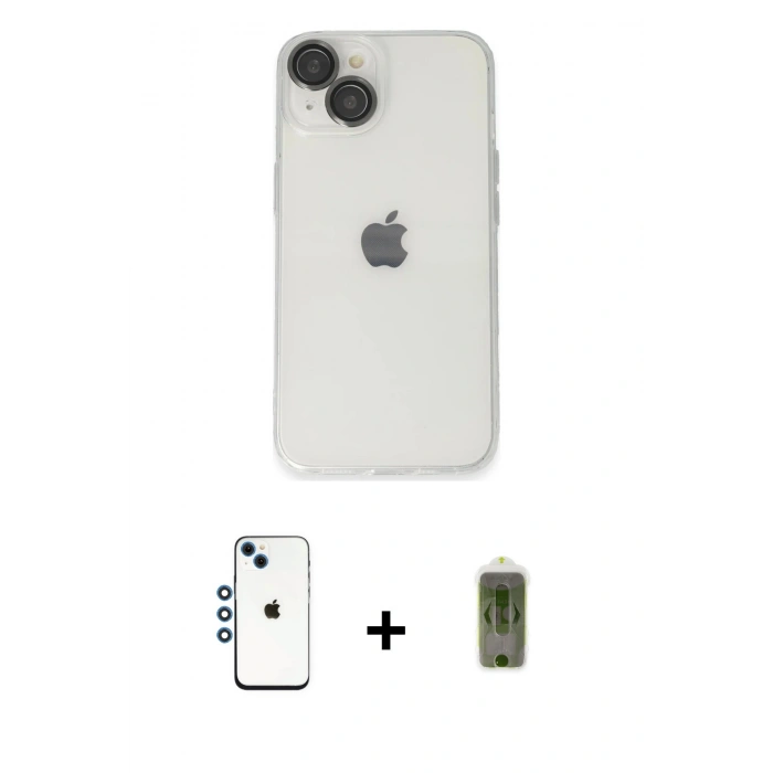 MARSİLYAN™- iPhone 14 Kılıf Ufuk Minimal Özel Seri - Siyah Joko Magic 5D Hayalet Cam + Shine Kamera Lens - MI