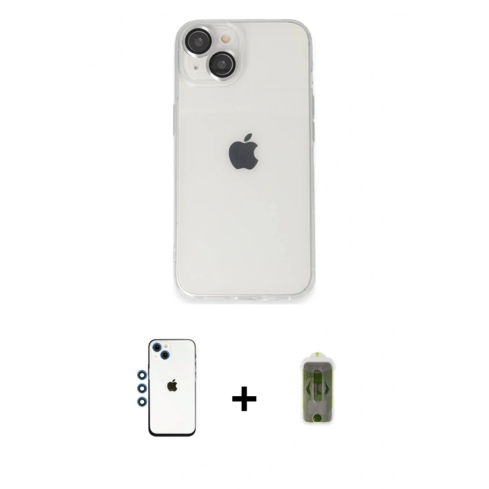 MARSİLYAN™- iPhone 14 Kılıf Ufuk Minimal Özel Seri - Siyah Joko Magic 5D Hayalet Cam + Shine Kamera Lens - MI