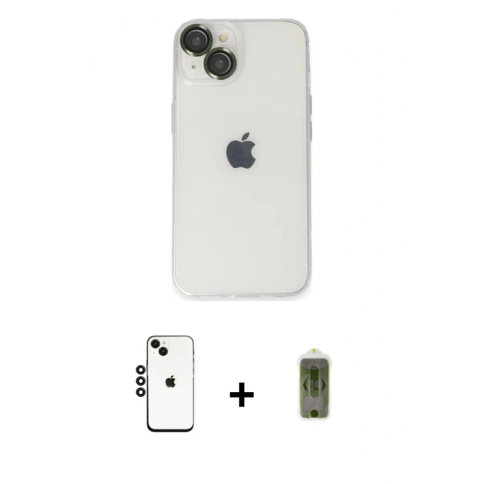 MARSİLYAN™- iPhone 14 Kılıf Ufuk Minimal Özel Seri - Siyah Joko Magic 5D Hayalet Cam + Shine Kamera Lens - SH