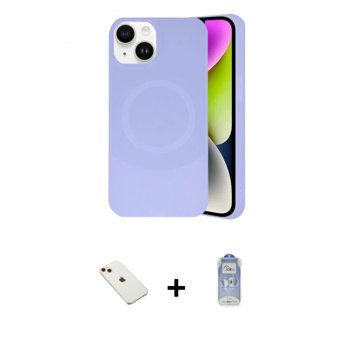 MARSİLYAN™- iPhone 14 Kılıf Ufuk Serisi - Siyah Joko Magic 5D Cam + Diamond Kamera Lens - KI