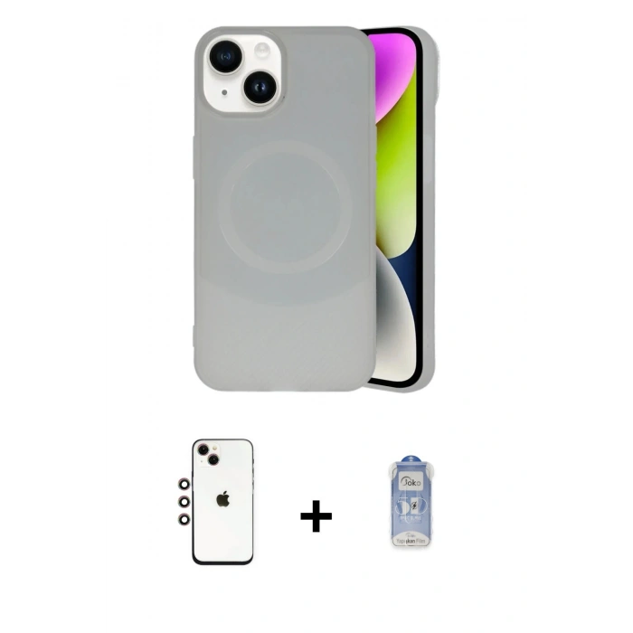 MARSİLYAN™- iPhone 14 Kılıf Ufuk Serisi - Siyah Joko Magic 5D Cam + Shine Kamera Lens - GI
