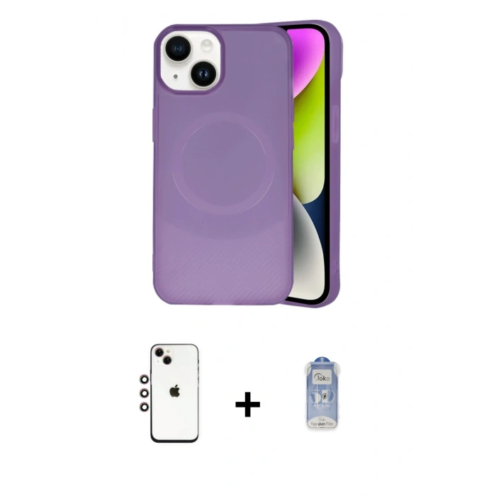 MARSİLYAN™- iPhone 14 Kılıf Ufuk Serisi - Siyah Joko Magic 5D Cam + Shine Kamera Lens - GI