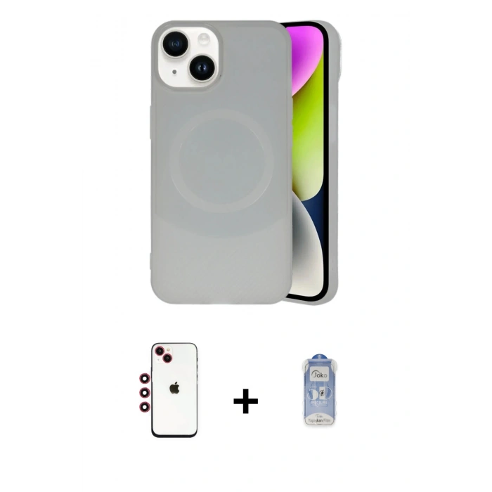 MARSİLYAN™- iPhone 14 Kılıf Ufuk Serisi - Siyah Joko Magic 5D Cam + Shine Kamera Lens - KI