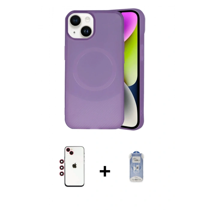 MARSİLYAN™- iPhone 14 Kılıf Ufuk Serisi - Siyah Joko Magic 5D Cam + Shine Kamera Lens - KI