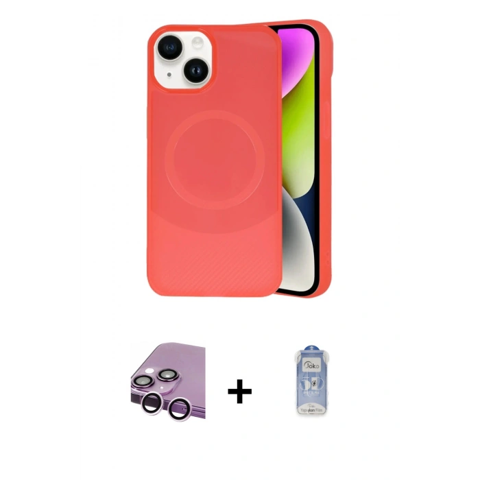 MARSİLYAN™- iPhone 14 Kılıf Ufuk Serisi - Siyah Joko Magic 5D Cam + Raze Metal Kamera Lens - MR