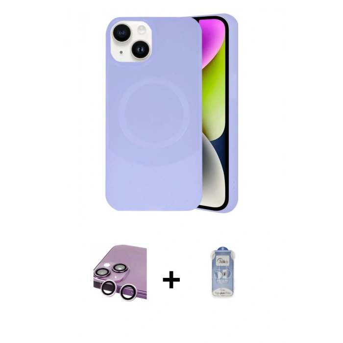 MARSİLYAN™- iPhone 14 Kılıf Ufuk Serisi - Siyah Joko Magic 5D Cam + Raze Metal Kamera Lens - MR
