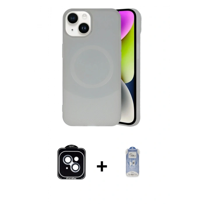 MARSİLYAN™- iPhone 14 Kılıf Ufuk Serisi - Siyah Joko Magic 5D Cam + PVD Metal Kamera Lens - MI