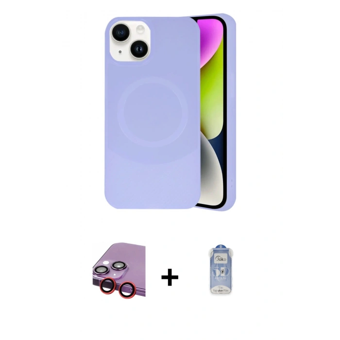 MARSİLYAN™- iPhone 14 Kılıf Ufuk Serisi - Siyah Joko Magic 5D Cam + Raze Metal Kamera Lens - KI