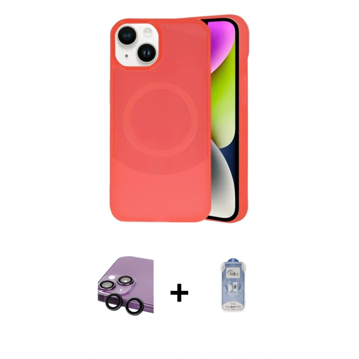 MARSİLYAN™- iPhone 14 Kılıf Ufuk Serisi - Siyah Joko Magic 5D Cam + Raze Metal Kamera Lens - SH