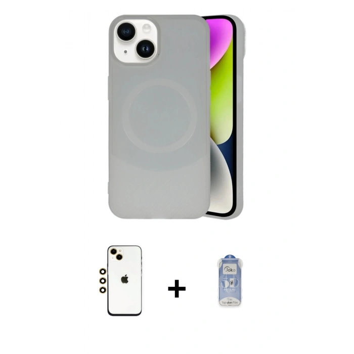MARSİLYAN™- iPhone 14 Kılıf Ufuk Serisi - Siyah Joko Magic 5D Cam + Shine Kamera Lens - GD