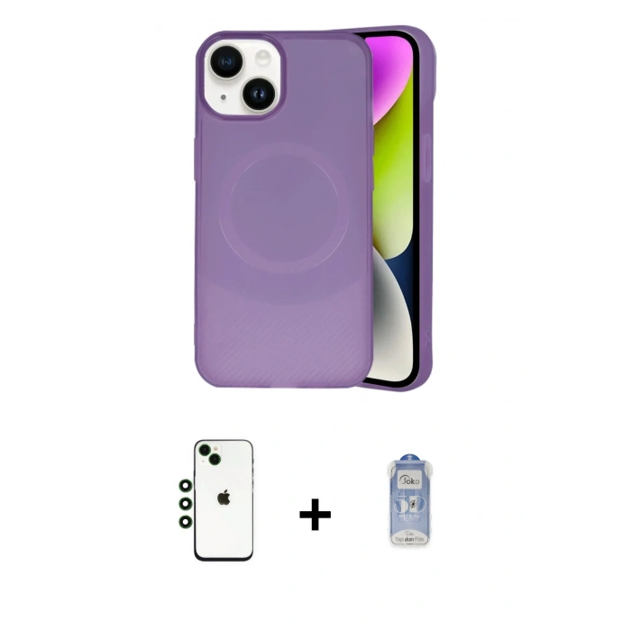 MARSİLYAN™- iPhone 14 Kılıf Ufuk Serisi - Siyah Joko Magic 5D Cam + Shine Kamera Lens - YL