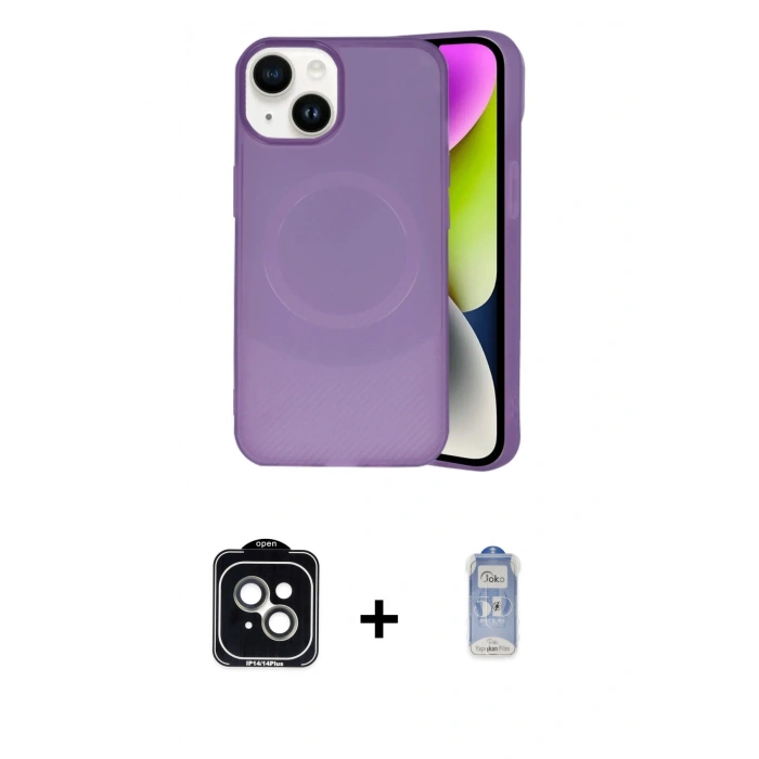 MARSİLYAN™- iPhone 14 Kılıf Ufuk Serisi - Siyah Joko Magic 5D Cam + PVD Metal Kamera Lens - YL