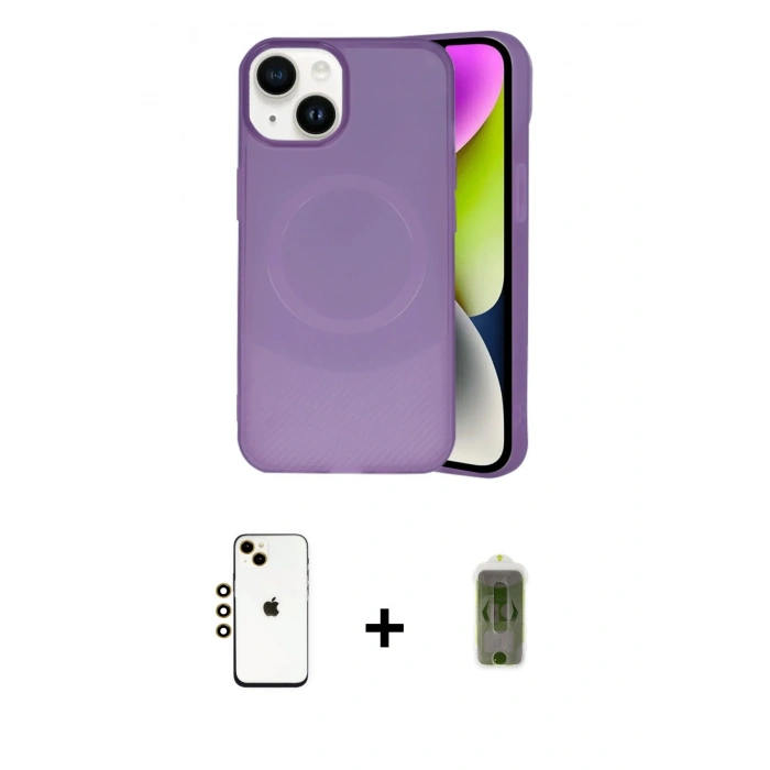 MARSİLYAN™- iPhone 14 Kılıf Ufuk Serisi - Siyah Joko Magic 5D Hayalet Cam + Shine Kamera Lens - GD