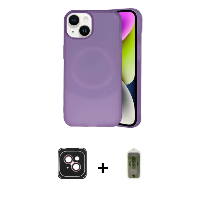 MARSİLYAN™- iPhone 14 Kılıf Ufuk Serisi - Siyah Joko Magic 5D Hayalet Cam + PVD Metal Kamera Lens - PE