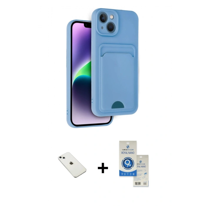MARSİLYAN™- iPhone 14 Kılıf Vadi Çizgi Prime - Şeffaf Royal Nano Ekran Koruyucu + Diamond Kamera Lens - SABE