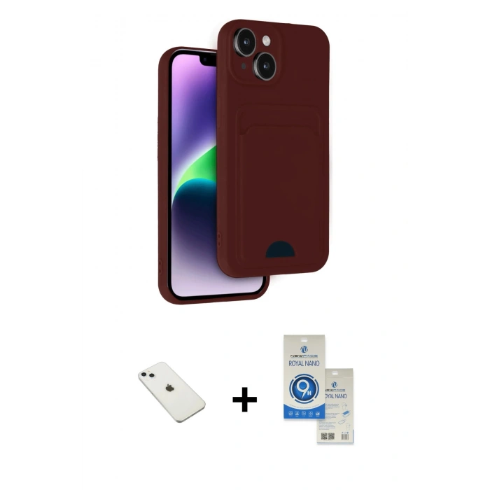 MARSİLYAN™- iPhone 14 Kılıf Vadi Çizgi Prime - Şeffaf Royal Nano Ekran Koruyucu + Diamond Kamera Lens - SABE