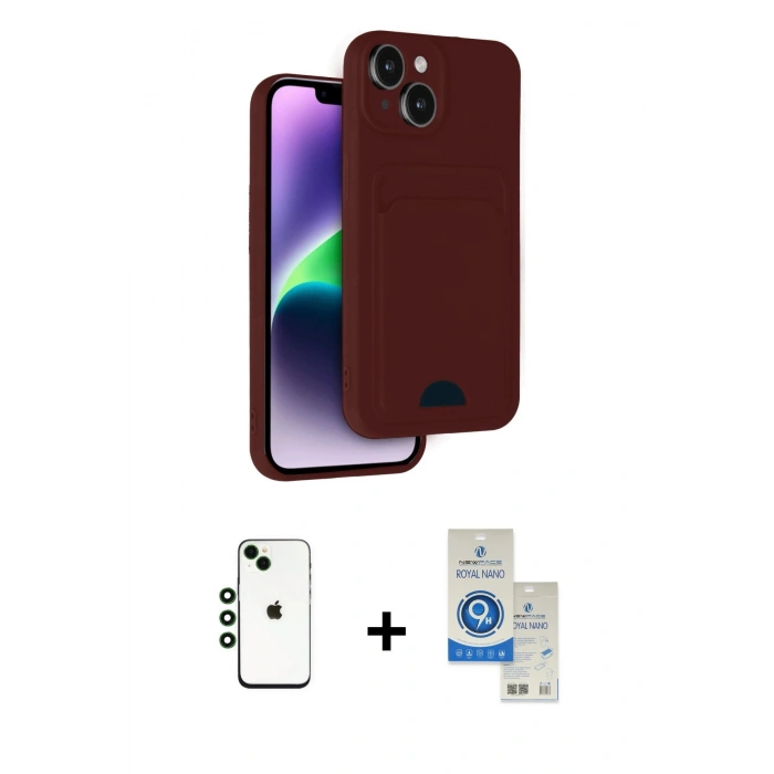 MARSİLYAN™- iPhone 14 Kılıf Vadi Çizgi Prime - Şeffaf Royal Nano Ekran Koruyucu + Shine Kamera Lens - YL