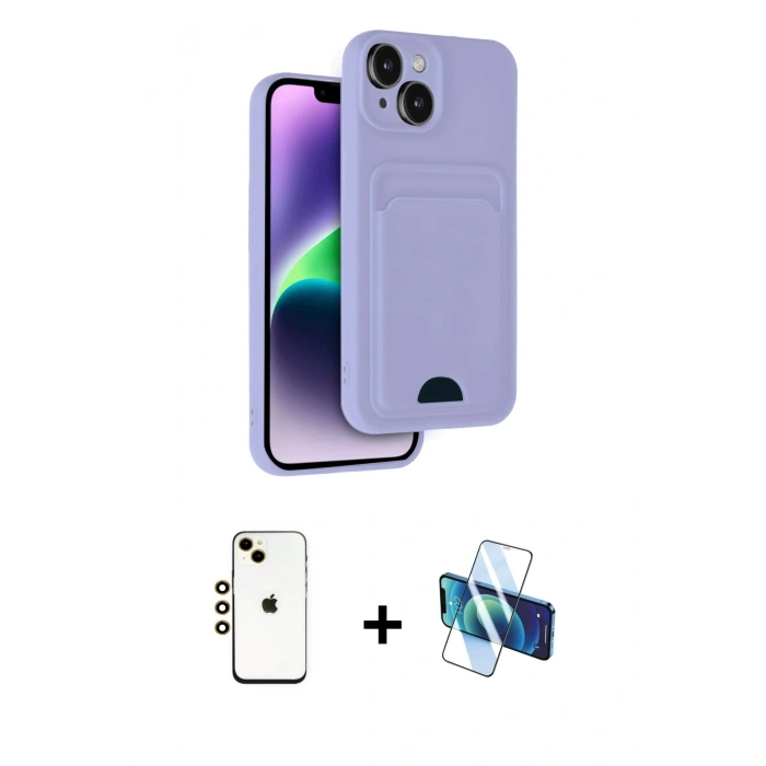 MARSİLYAN™- iPhone 14 Kılıf Vadi Çizgi Prime - Siyah 3D Antistatik Cam Ekran Koruyucu + Shine Kamera Lens - GD