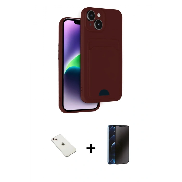 MARSİLYAN™- iPhone 14 Kılıf Vadi Çizgi Prime - Siyah 3D Antistatik Hayalet Cam Ekran Koruyucu + Diamond Kamera Lens - PE