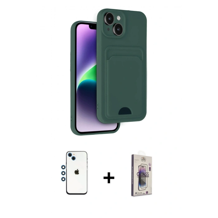 MARSİLYAN™- iPhone 14 Kılıf Vadi Çizgi Prime - Siyah Bilvis 3D Cam Ekran Koruyucu + Shine Kamera Lens - MI