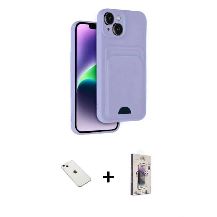 MARSİLYAN™- iPhone 14 Kılıf Vadi Çizgi Prime - Siyah Bilvis 3D Cam Ekran Koruyucu + Diamond Kamera Lens - SABE