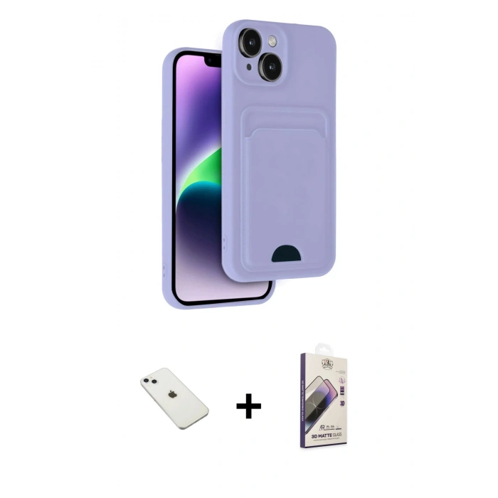 MARSİLYAN™- iPhone 14 Kılıf Vadi Çizgi Prime - Siyah Bilvis 3D Mat Cam Ekran Koruyucu + Diamond Kamera Lens - SABE