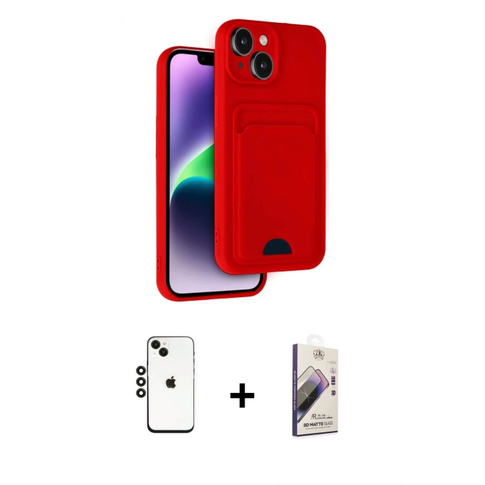 MARSİLYAN™- iPhone 14 Kılıf Vadi Çizgi Prime - Siyah Bilvis 3D Mat Cam Ekran Koruyucu + Shine Kamera Lens - SH