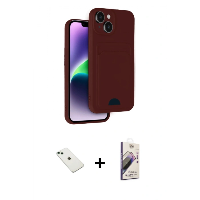 MARSİLYAN™- iPhone 14 Kılıf Vadi Çizgi Prime - Siyah Bilvis 3D Mat Cam Ekran Koruyucu + Diamond Kamera Lens - YL
