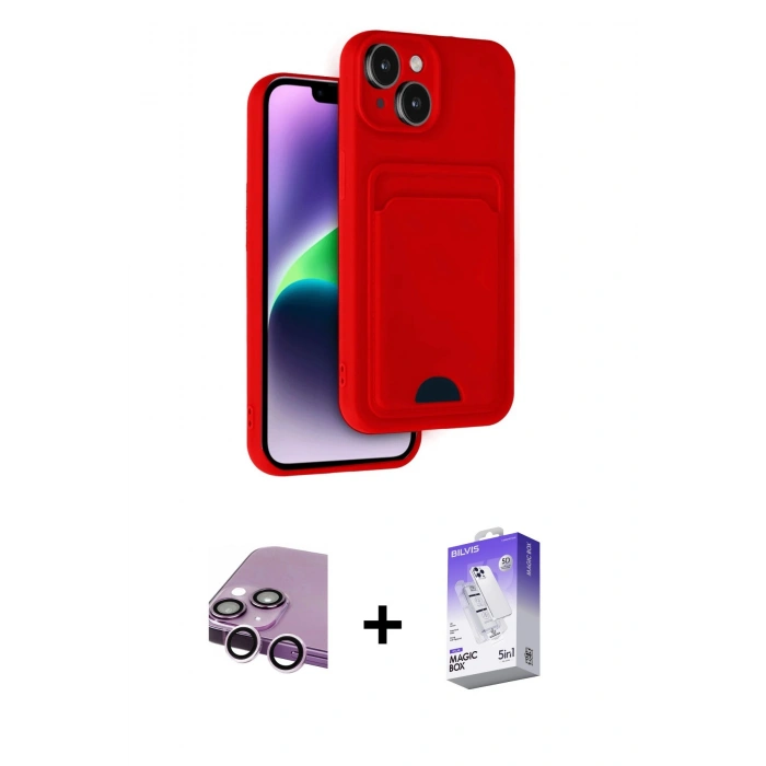 MARSİLYAN™- iPhone 14 Kılıf Vadi Çizgi Prime - Siyah Bilvis 5in1 3D Magic Cam Ekran Koruyucu + Raze Metal Kamera Lens - MR